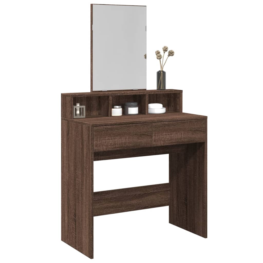 Dressing Table with Mirror Brown Oak Look 80x41x144.5 cm