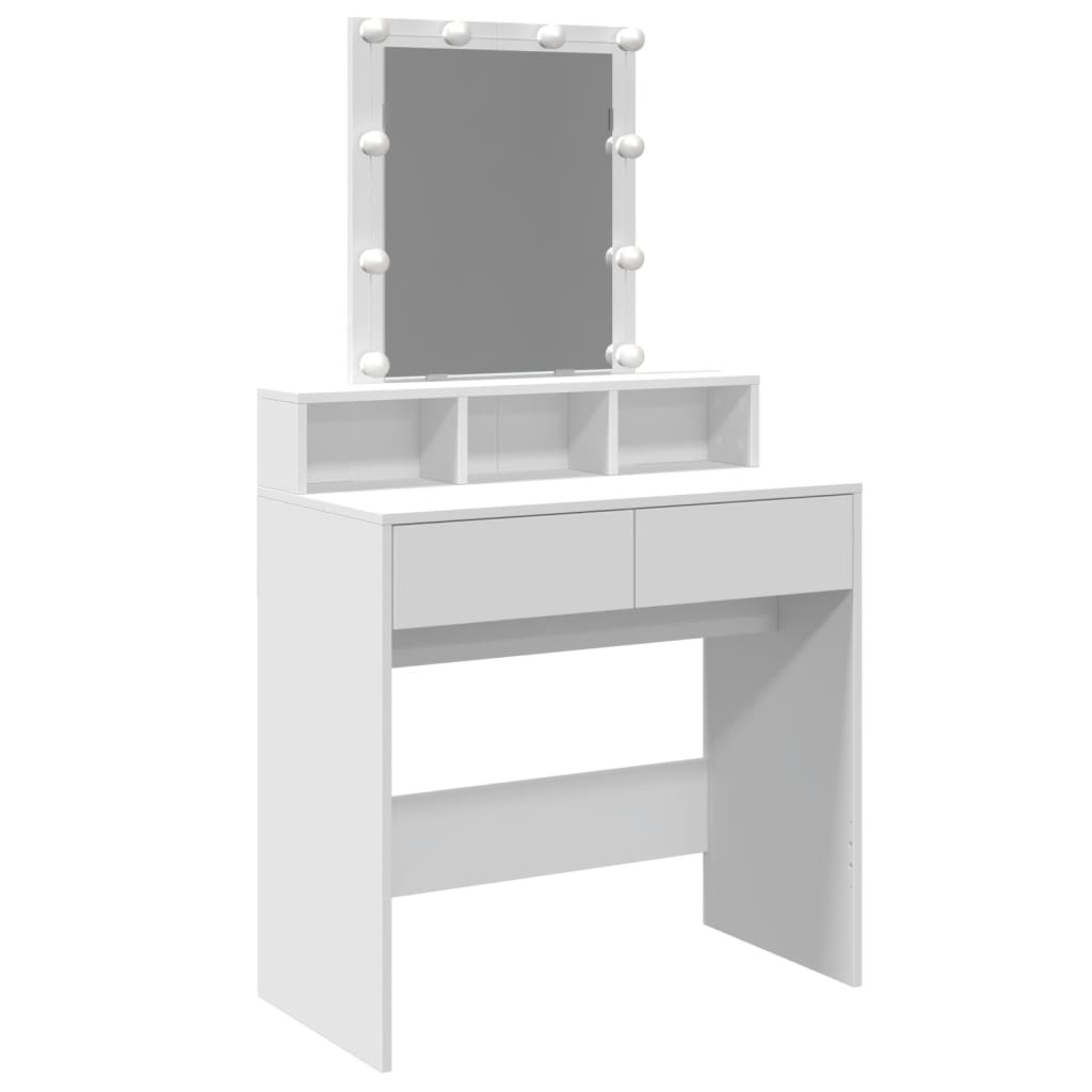 Dressing Table with LED Lighting White 80x41x144.5 cm