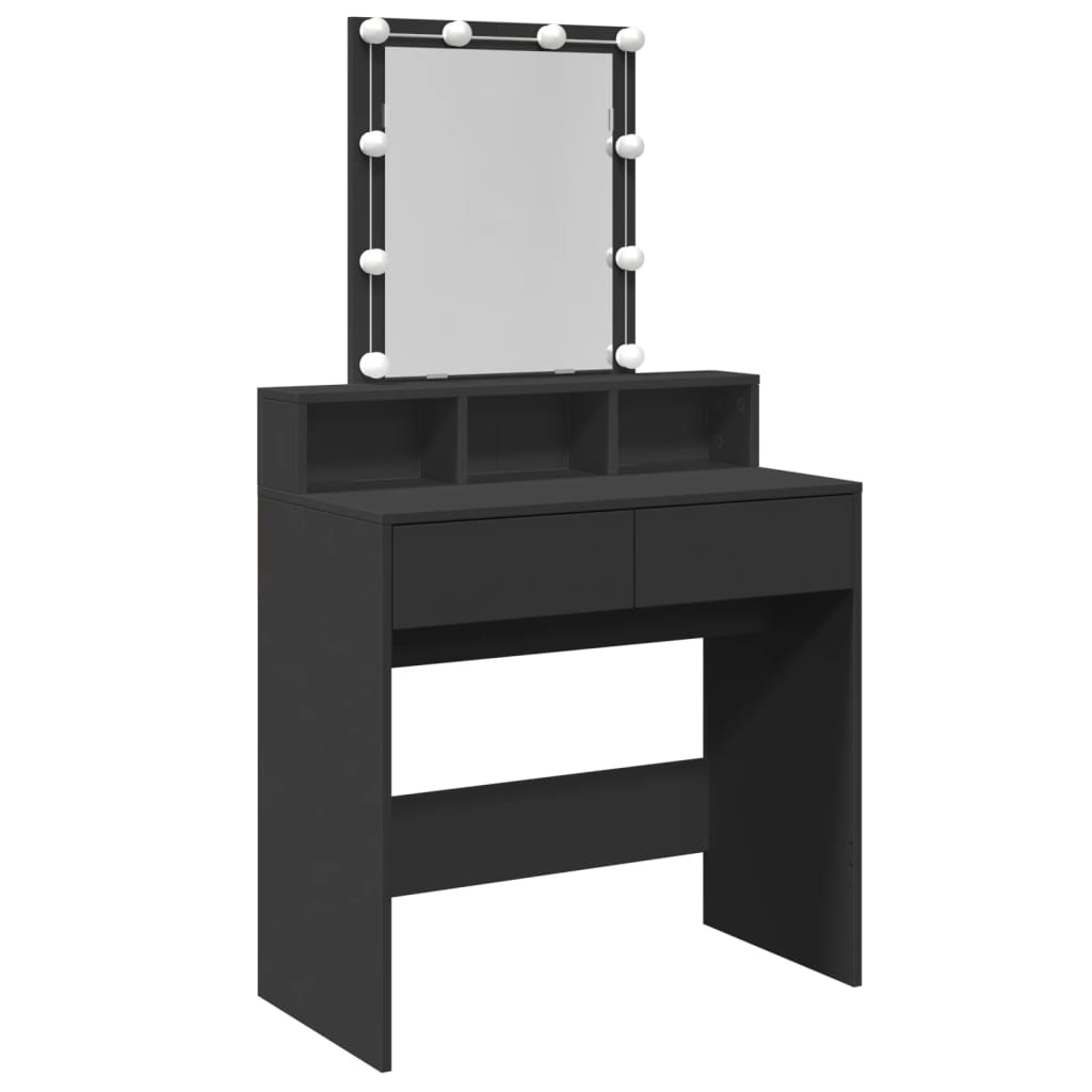 Dressing Table with LED Lighting Black 80x41x144.5 cm