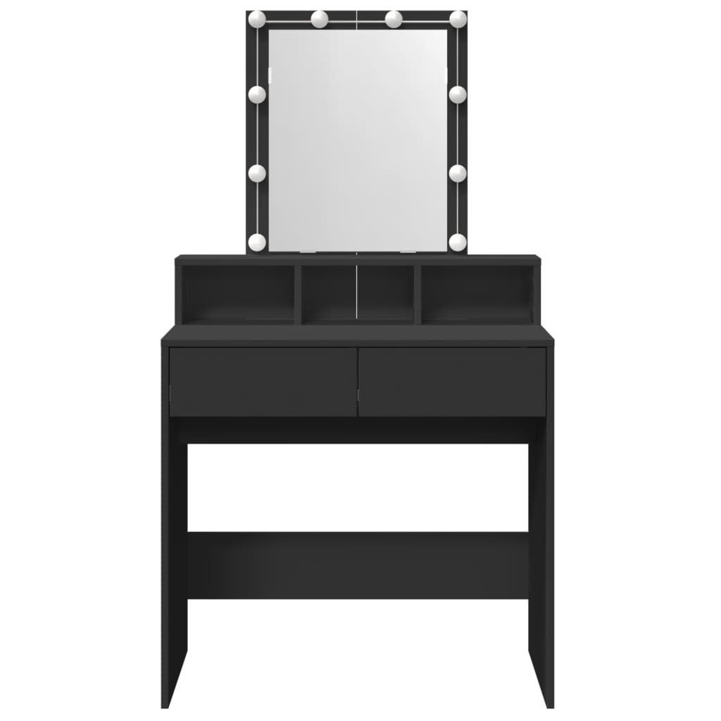 Dressing Table with LED Lighting Black 80x41x144.5 cm