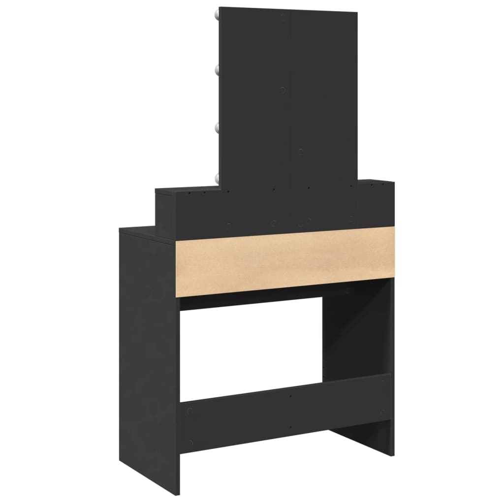 Dressing Table with LED Lighting Black 80x41x144.5 cm