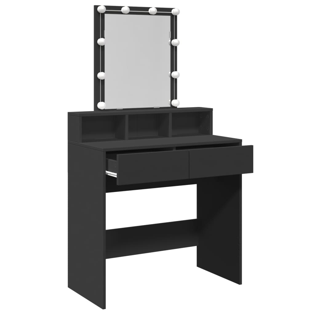 Dressing Table with LED Lighting Black 80x41x144.5 cm