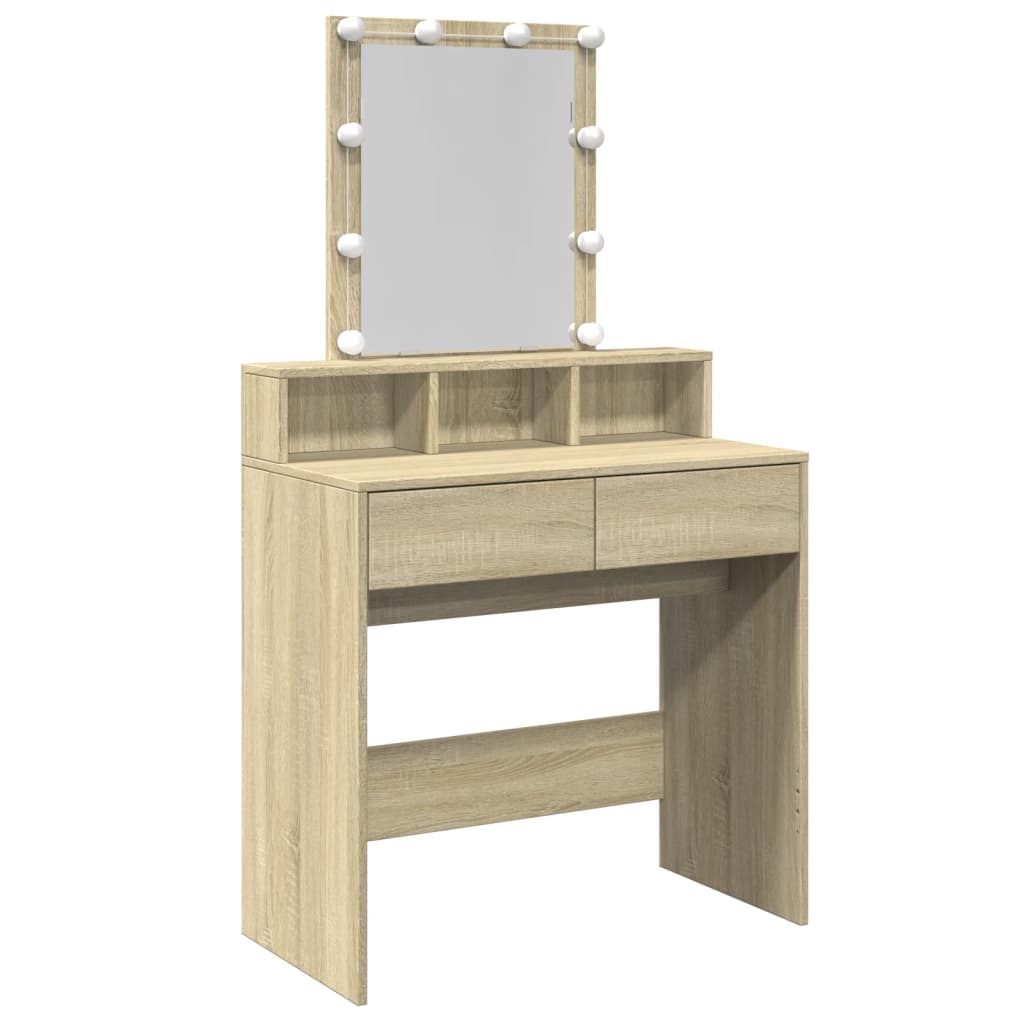 Dressing table with LED lighting Sonoma oak 80x41x144.5 cm