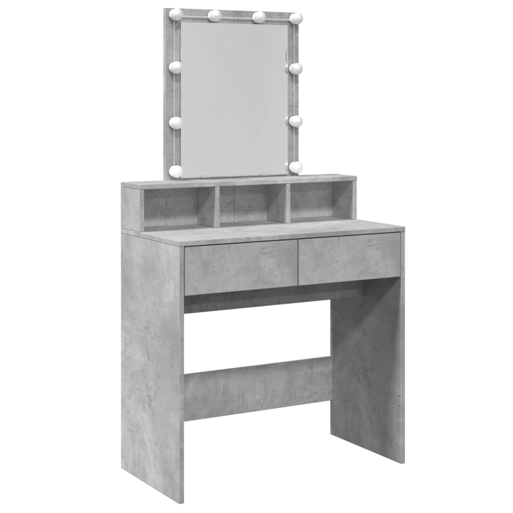 Dressing table with LED lighting concrete grey 80x41x144.5 cm