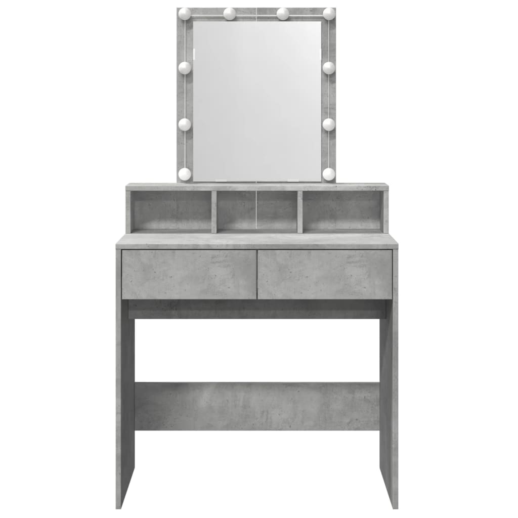 Dressing table with LED lighting concrete grey 80x41x144.5 cm