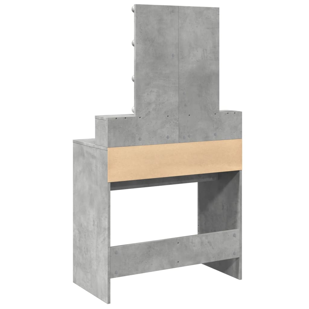 Dressing table with LED lighting concrete grey 80x41x144.5 cm