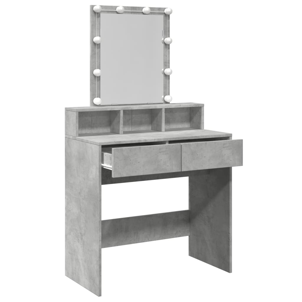 Dressing table with LED lighting concrete grey 80x41x144.5 cm