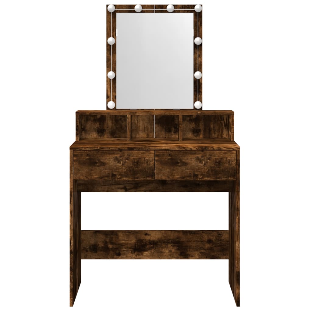 Dressing table with LED lighting smoked oak 80x41x144.5 cm