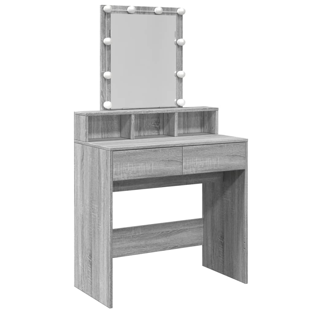 Dressing table with LED lighting Gray Sonoma 80x41x144.5 cm