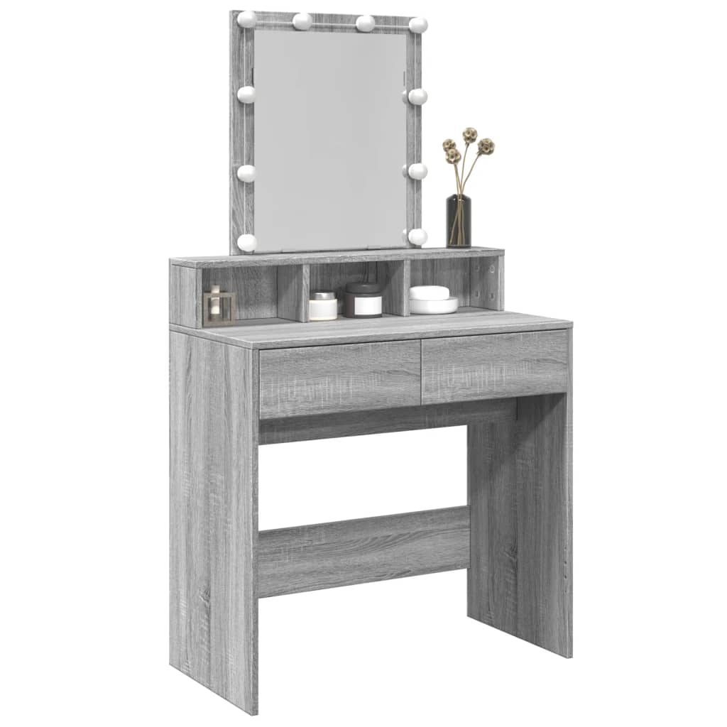 Dressing table with LED lighting Gray Sonoma 80x41x144.5 cm