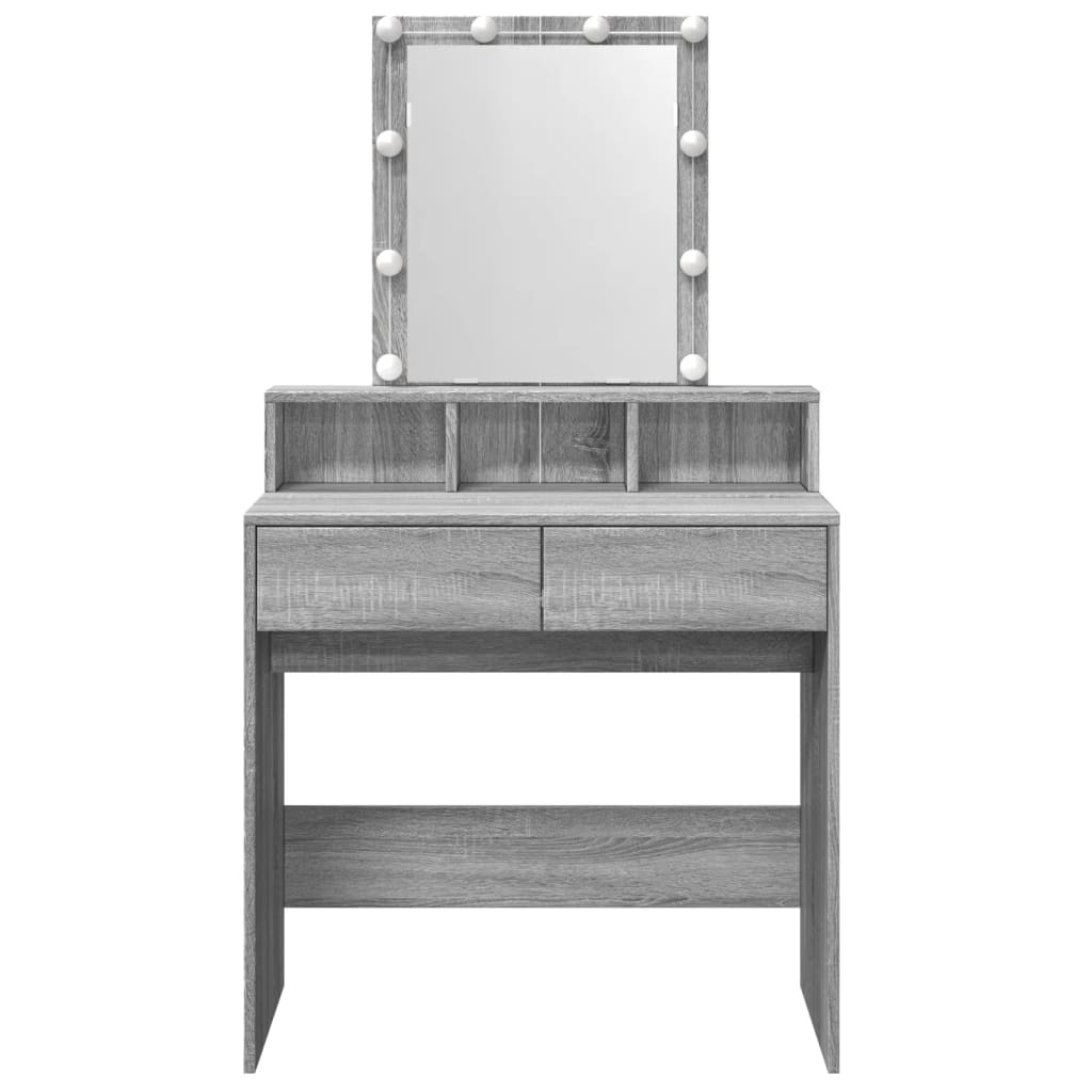 Dressing table with LED lighting Gray Sonoma 80x41x144.5 cm