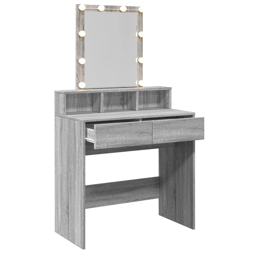 Dressing table with LED lighting Gray Sonoma 80x41x144.5 cm