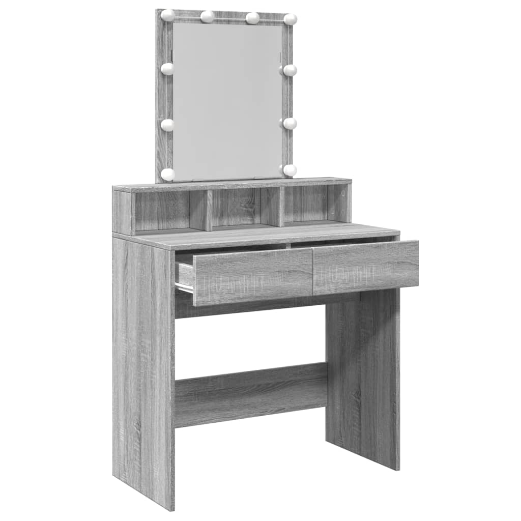 Dressing table with LED lighting Gray Sonoma 80x41x144.5 cm