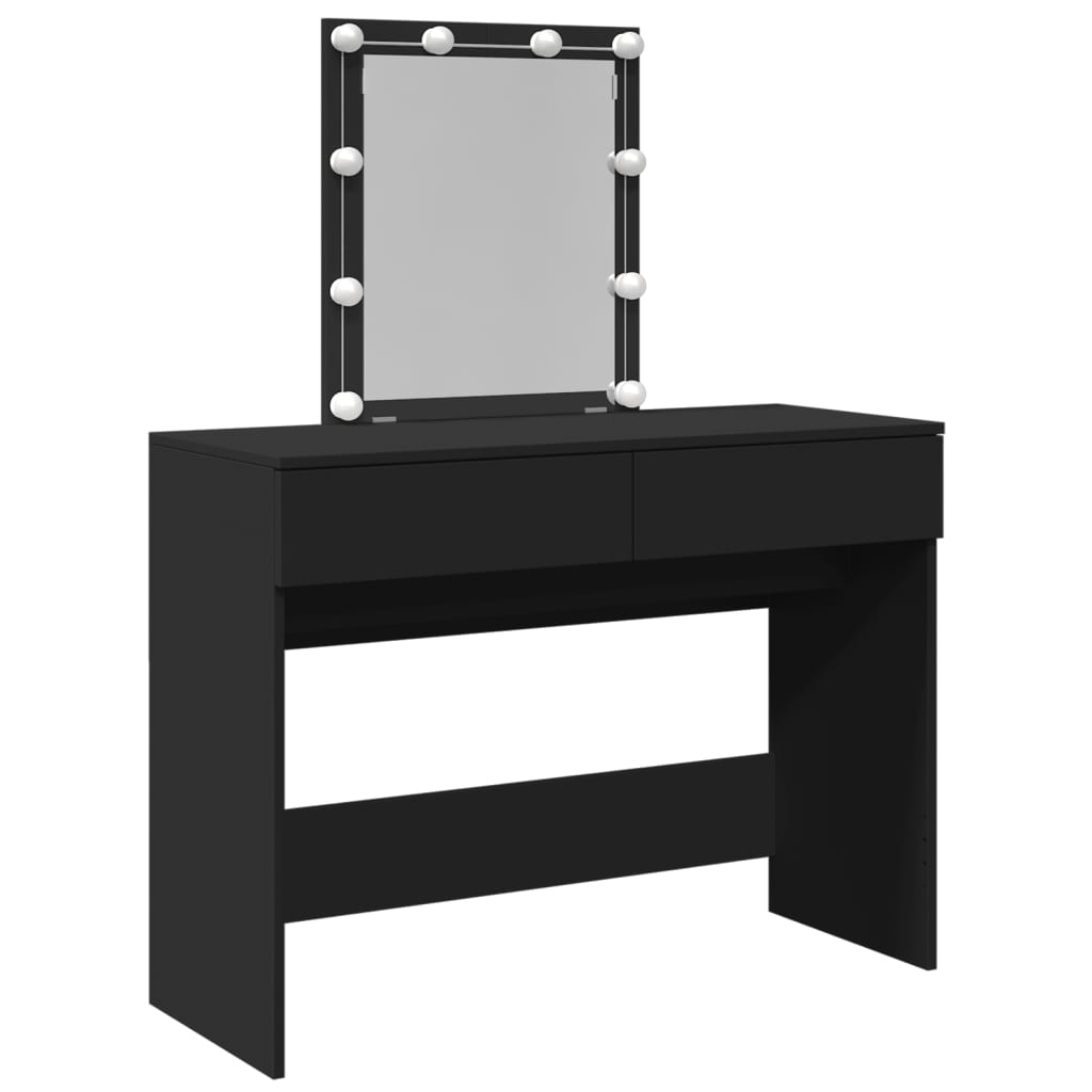 Dressing Table with LED Lighting Black 100x40x130 cm