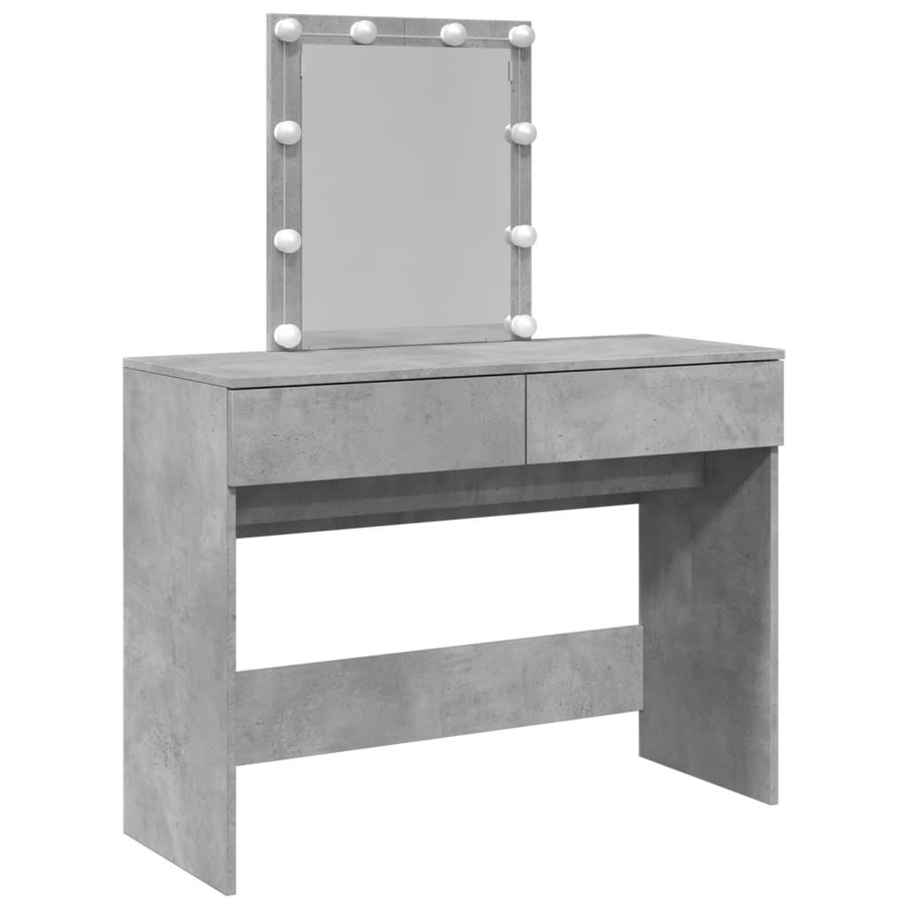 Dressing table with LED lighting concrete grey 100x40x130 cm