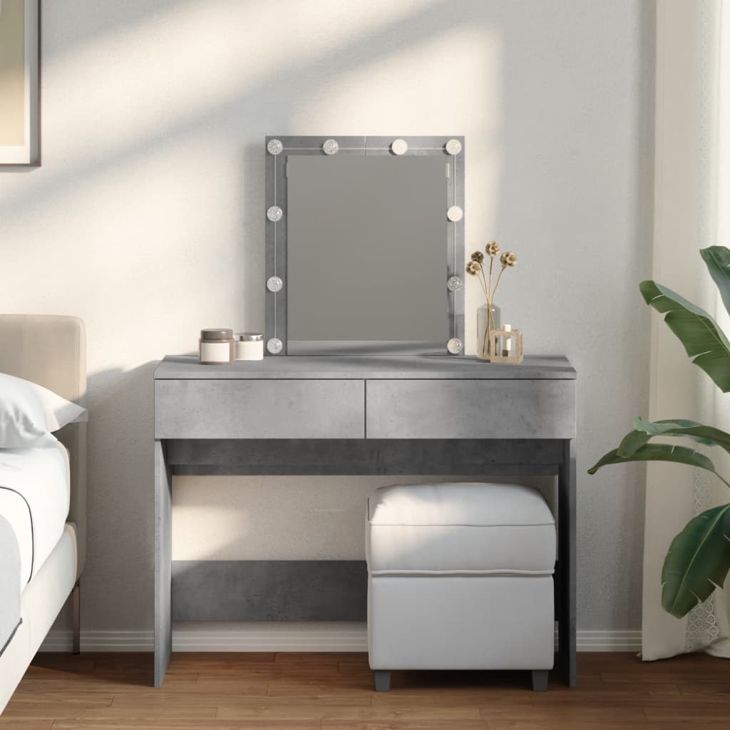 Dressing table with LED lighting concrete grey 100x40x130 cm