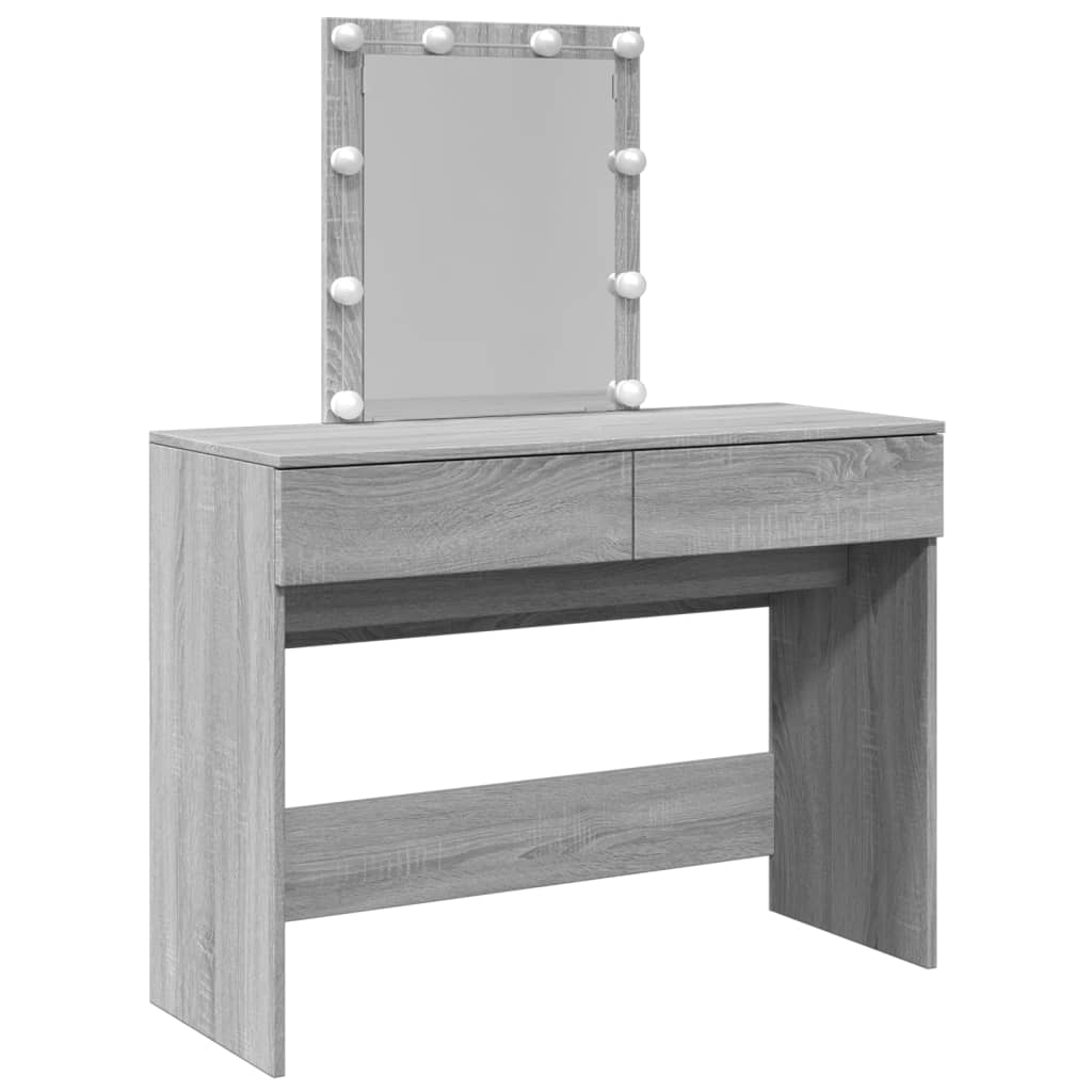 Dressing table with LED lighting Gray Sonoma 100x40x130 cm