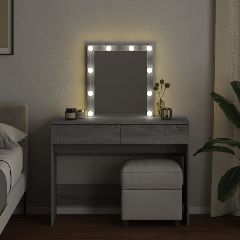 Dressing table with LED lighting Gray Sonoma 100x40x130 cm