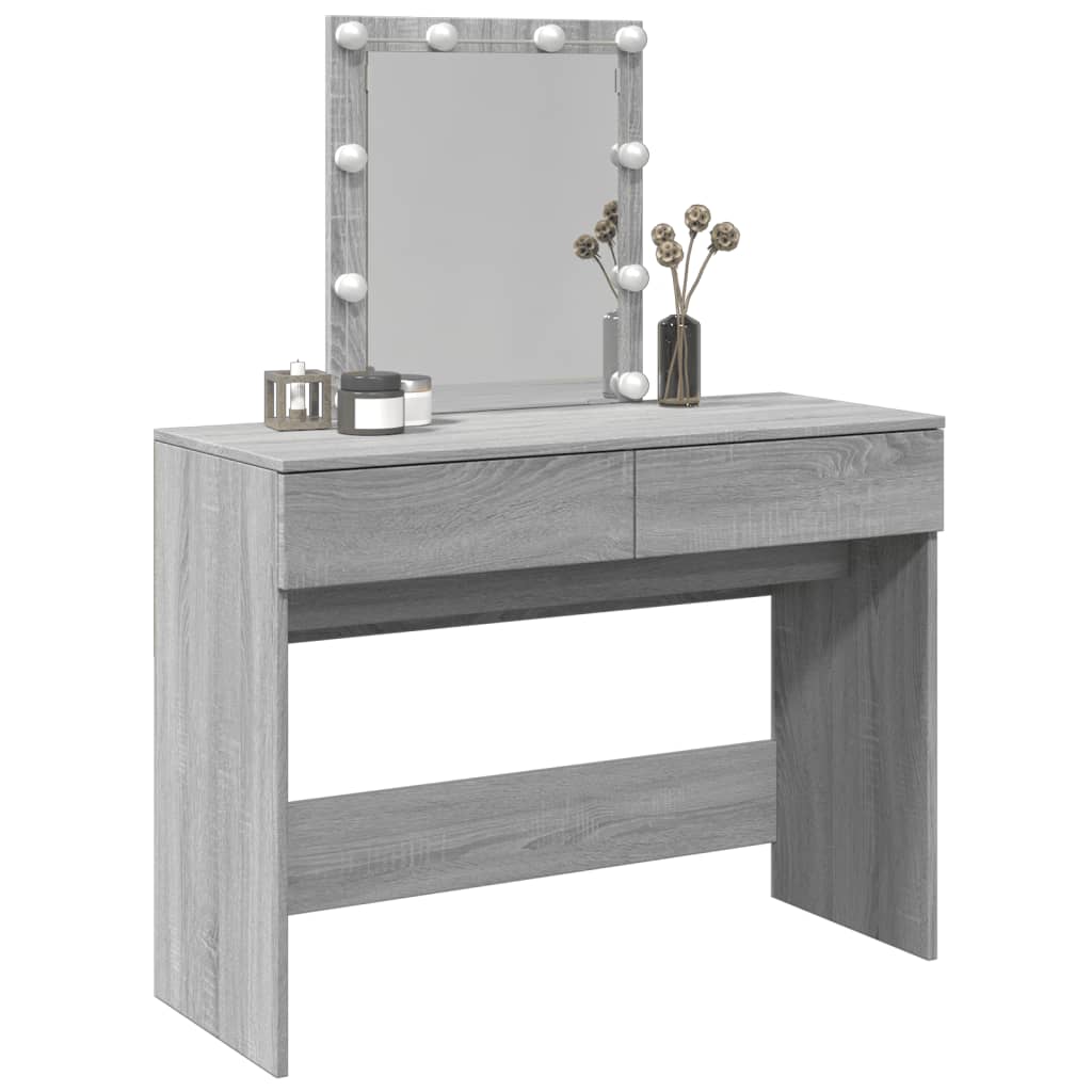 Dressing table with LED lighting Gray Sonoma 100x40x130 cm