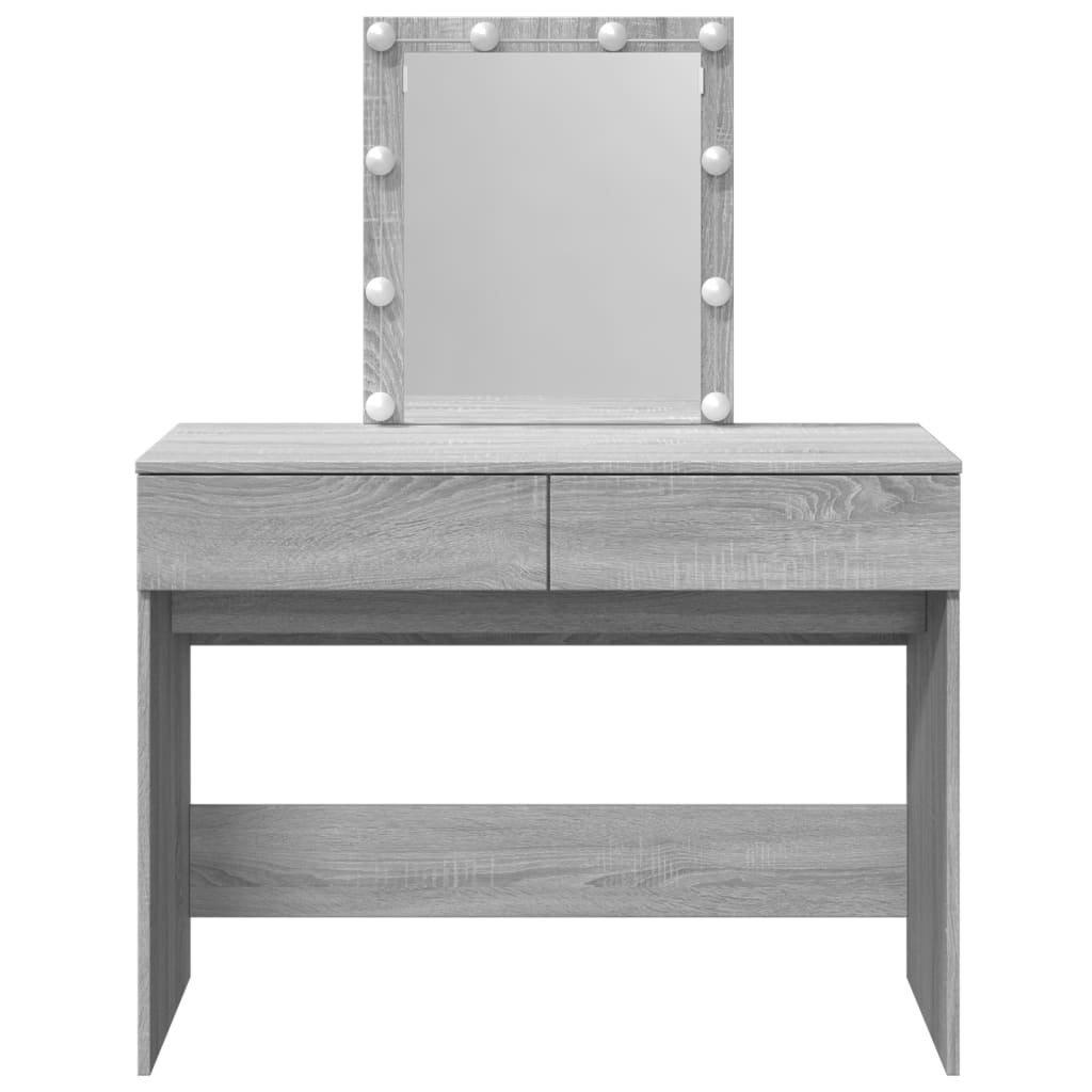 Dressing table with LED lighting Gray Sonoma 100x40x130 cm