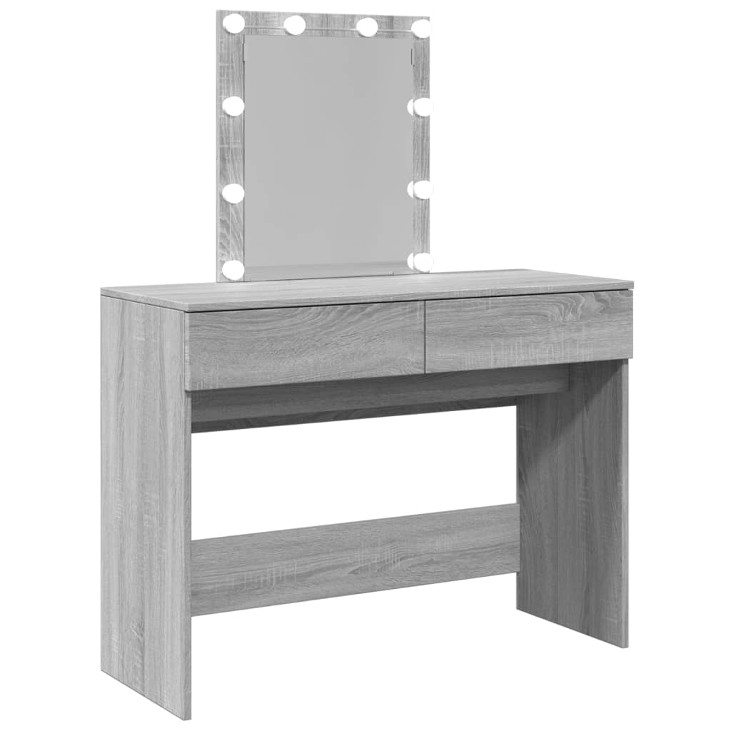 Dressing table with LED lighting Gray Sonoma 100x40x130 cm