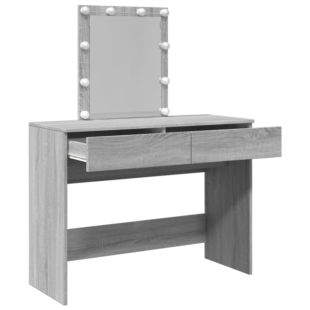 Dressing table with LED lighting Gray Sonoma 100x40x130 cm