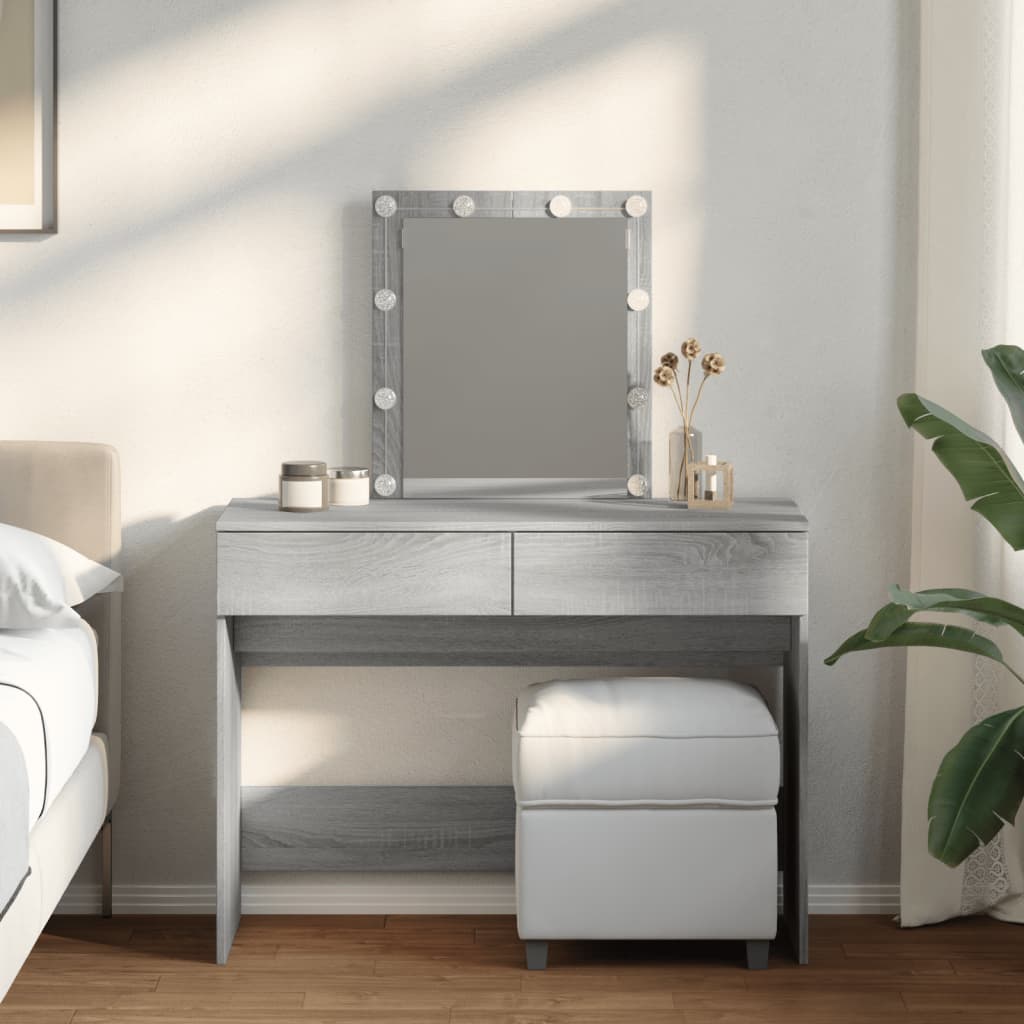 Dressing table with LED lighting Gray Sonoma 100x40x130 cm