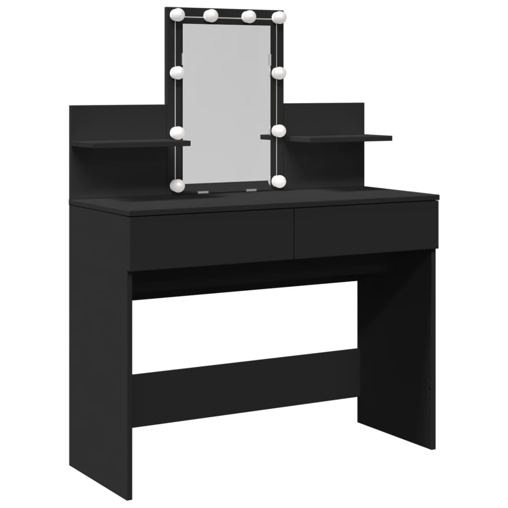 Dressing Table with LED Lighting Black 100x40x130 cm