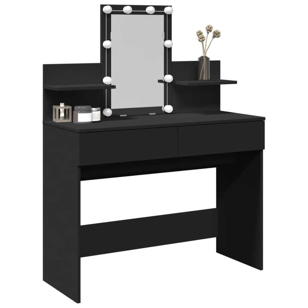 Dressing Table with LED Lighting Black 100x40x130 cm