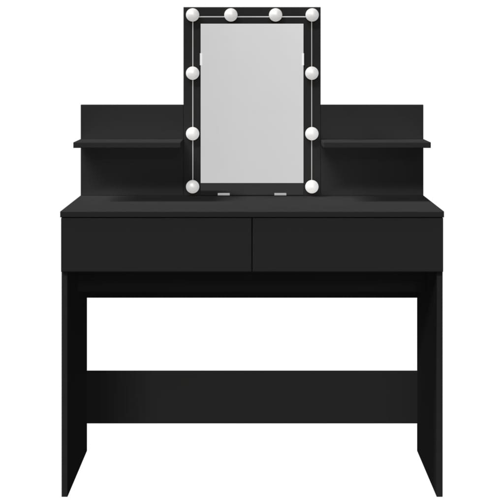 Dressing Table with LED Lighting Black 100x40x130 cm