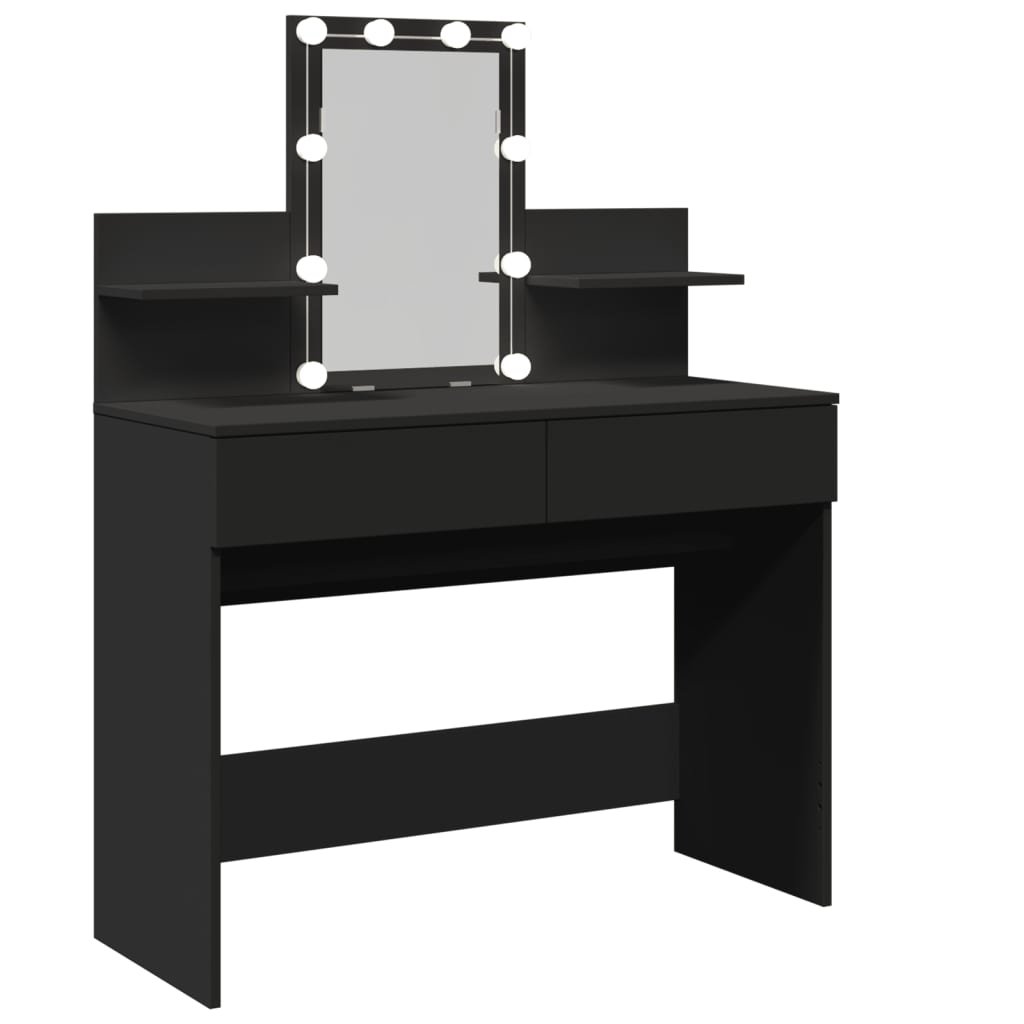 Dressing Table with LED Lighting Black 100x40x130 cm