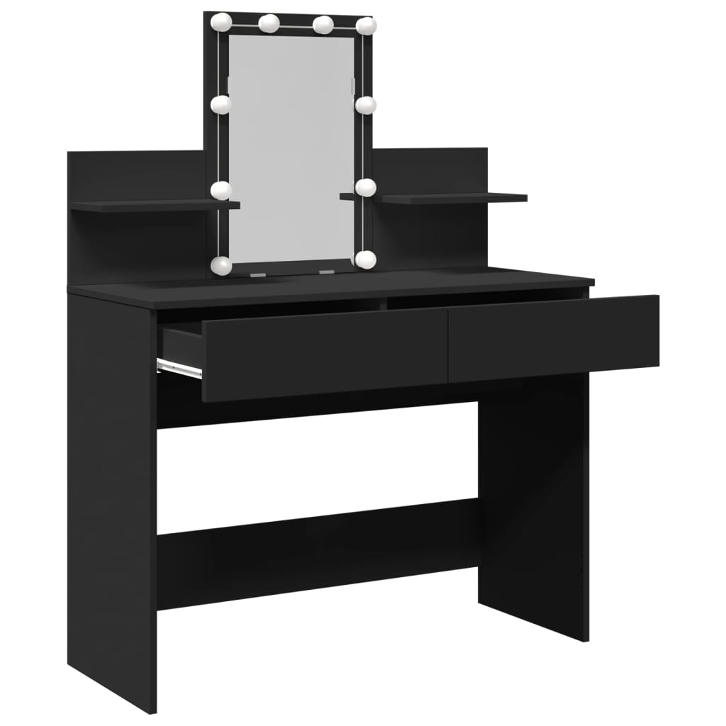 Dressing Table with LED Lighting Black 100x40x130 cm