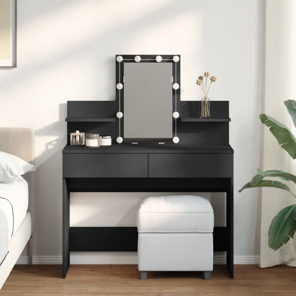 Dressing Table with LED Lighting Black 100x40x130 cm