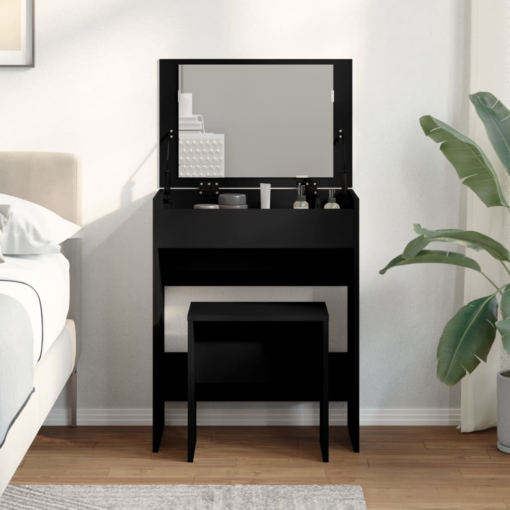 Dressing Table with Stool Black 60x40x113.5 cm