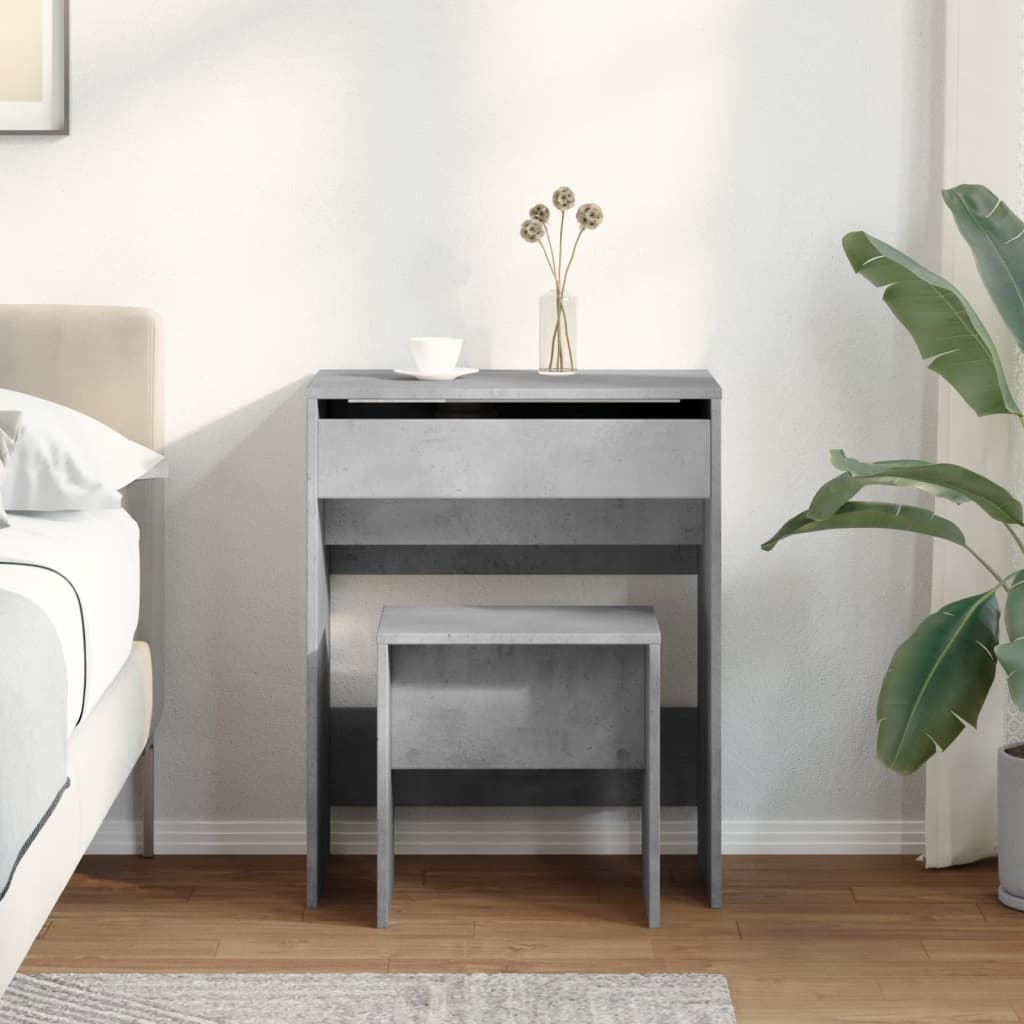 Dressing Table with Stool Concrete Grey 60x40x113.5 cm