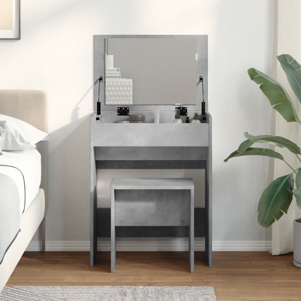 Dressing Table with Stool Concrete Grey 60x40x113.5 cm