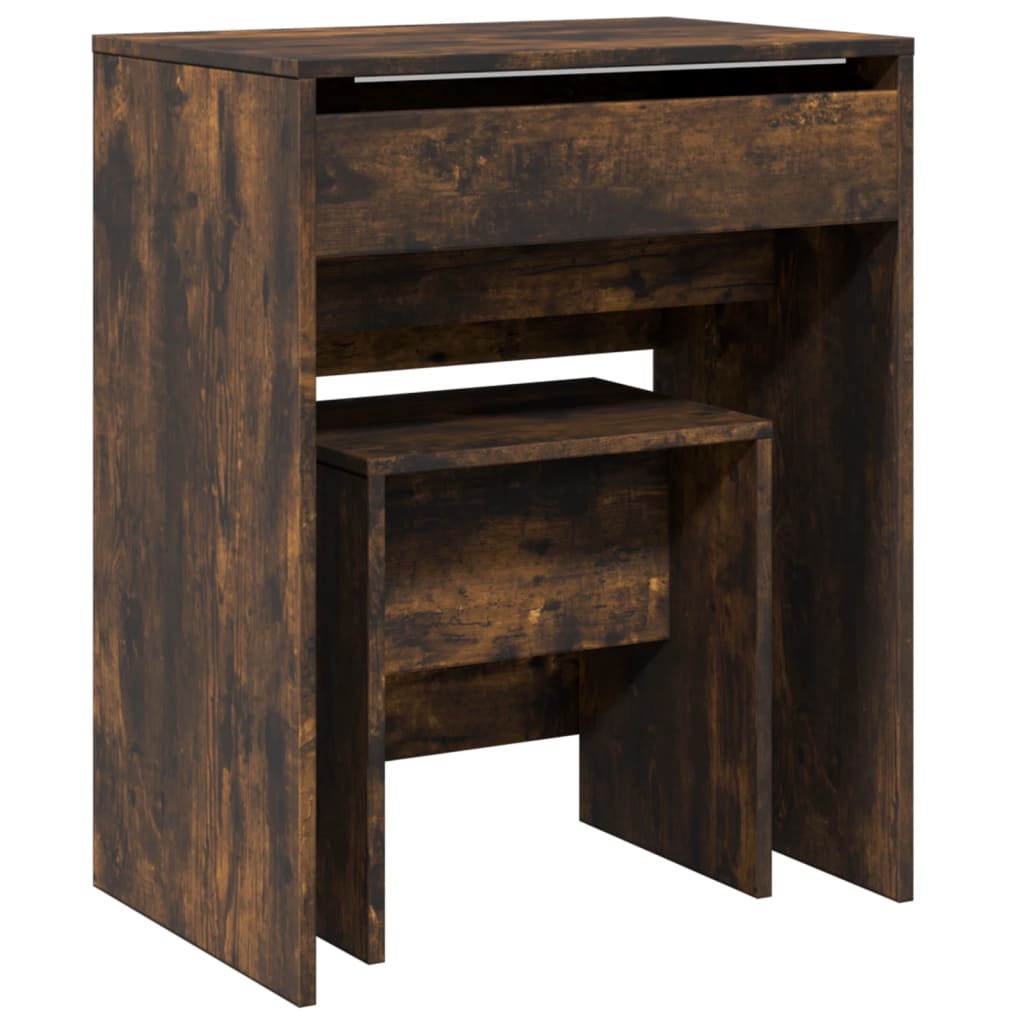 Dressing table with stool smoked oak 60x40x113.5 cm