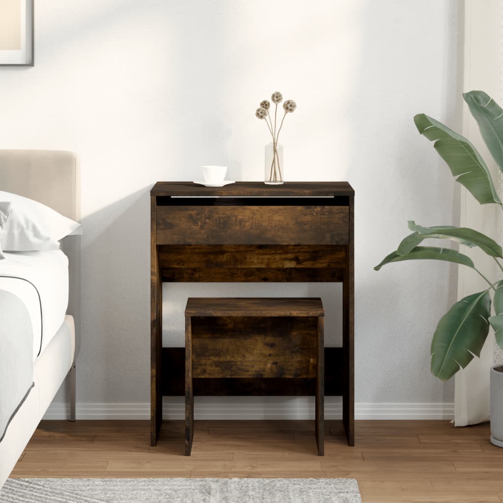 Dressing table with stool smoked oak 60x40x113.5 cm