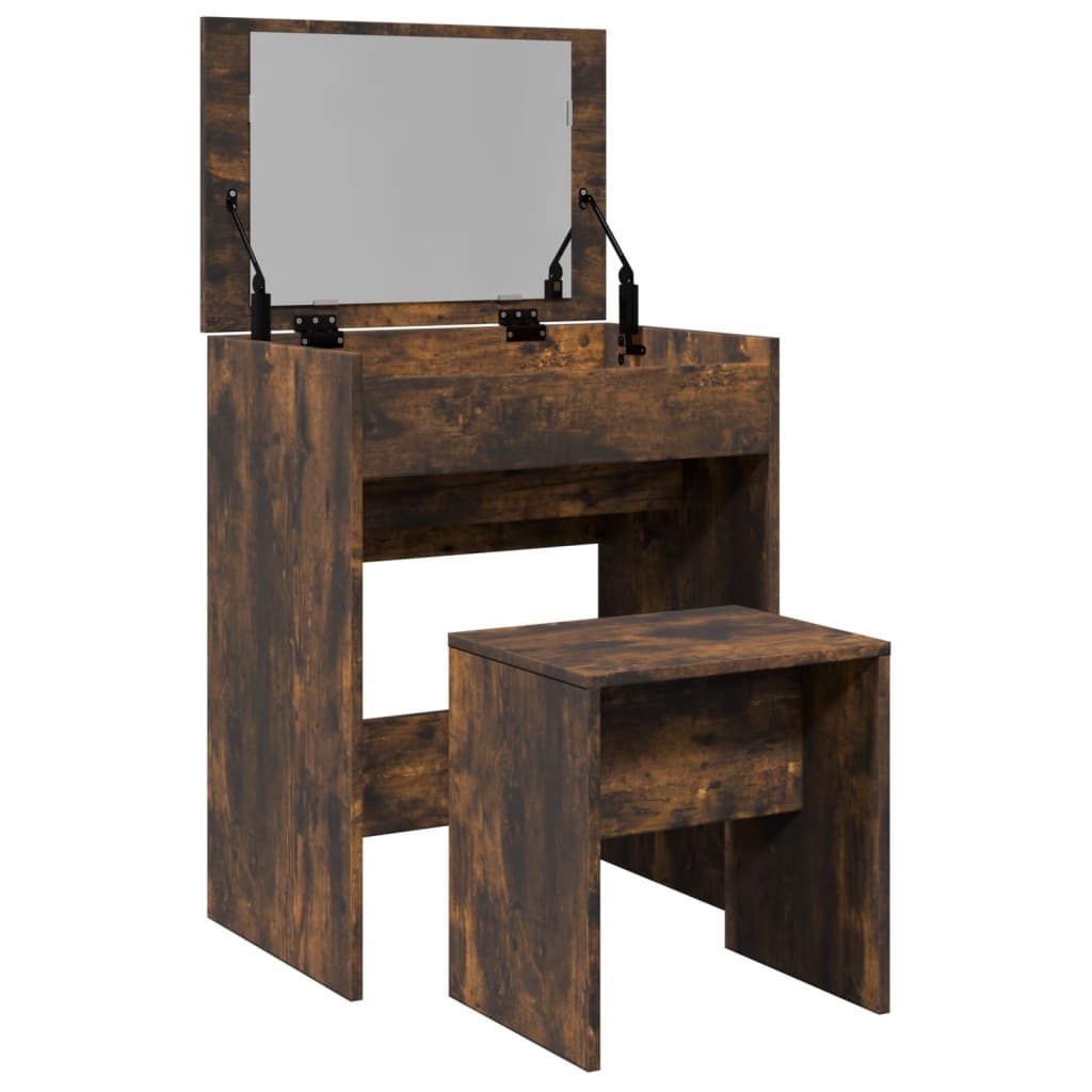 Dressing table with stool smoked oak 60x40x113.5 cm