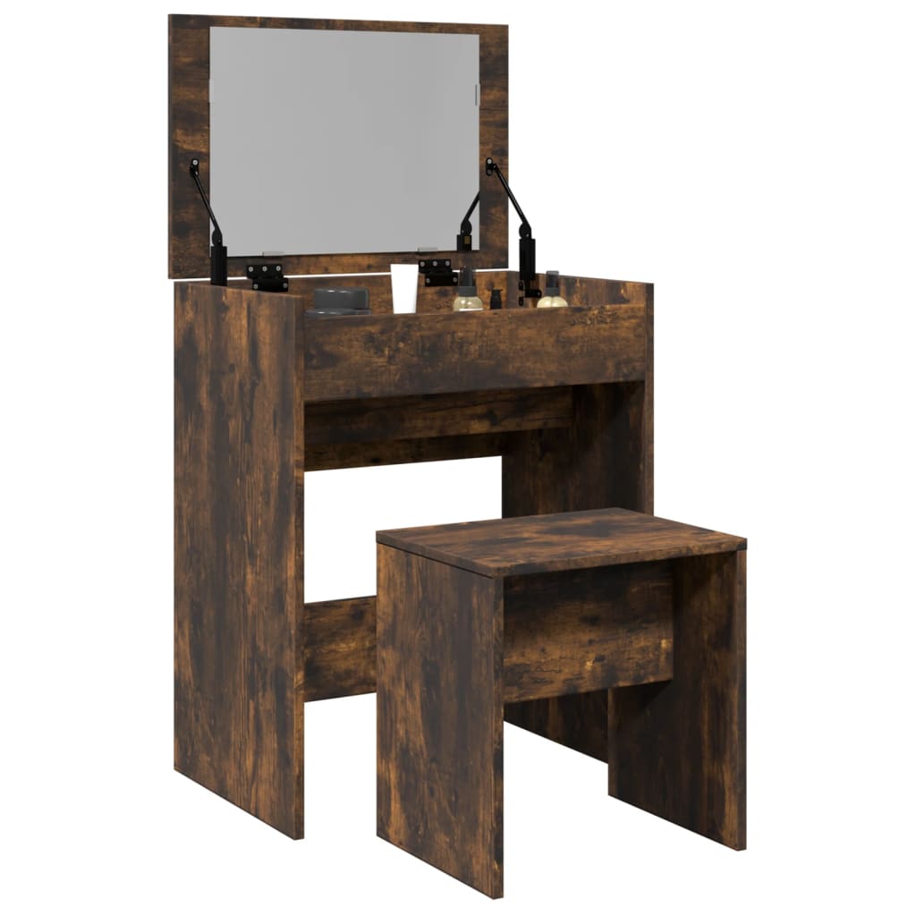 Dressing table with stool smoked oak 60x40x113.5 cm