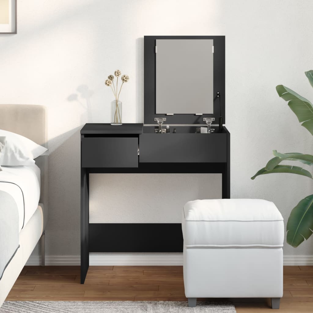 Dressing Table with Mirror Black 73x46.5x120 cm