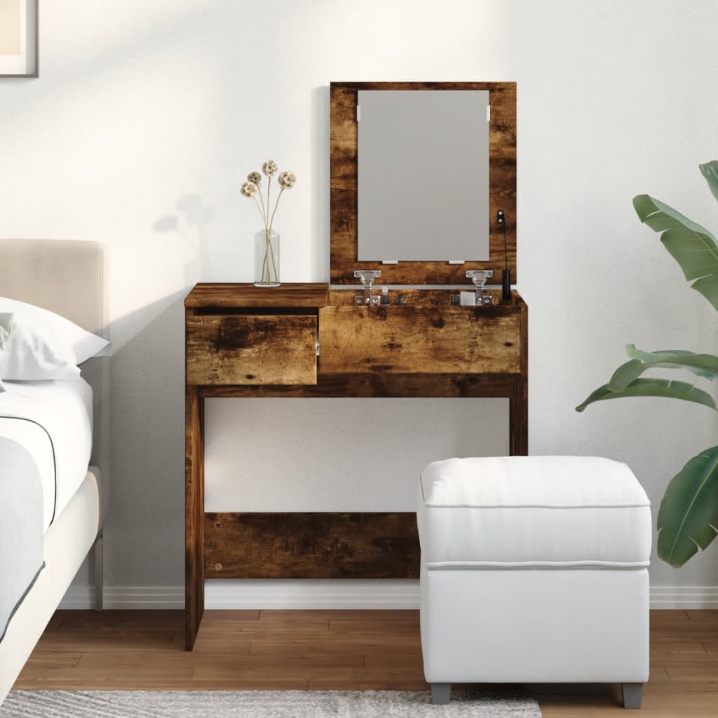 Dressing table with mirror smoked oak 73x46.5x120 cm