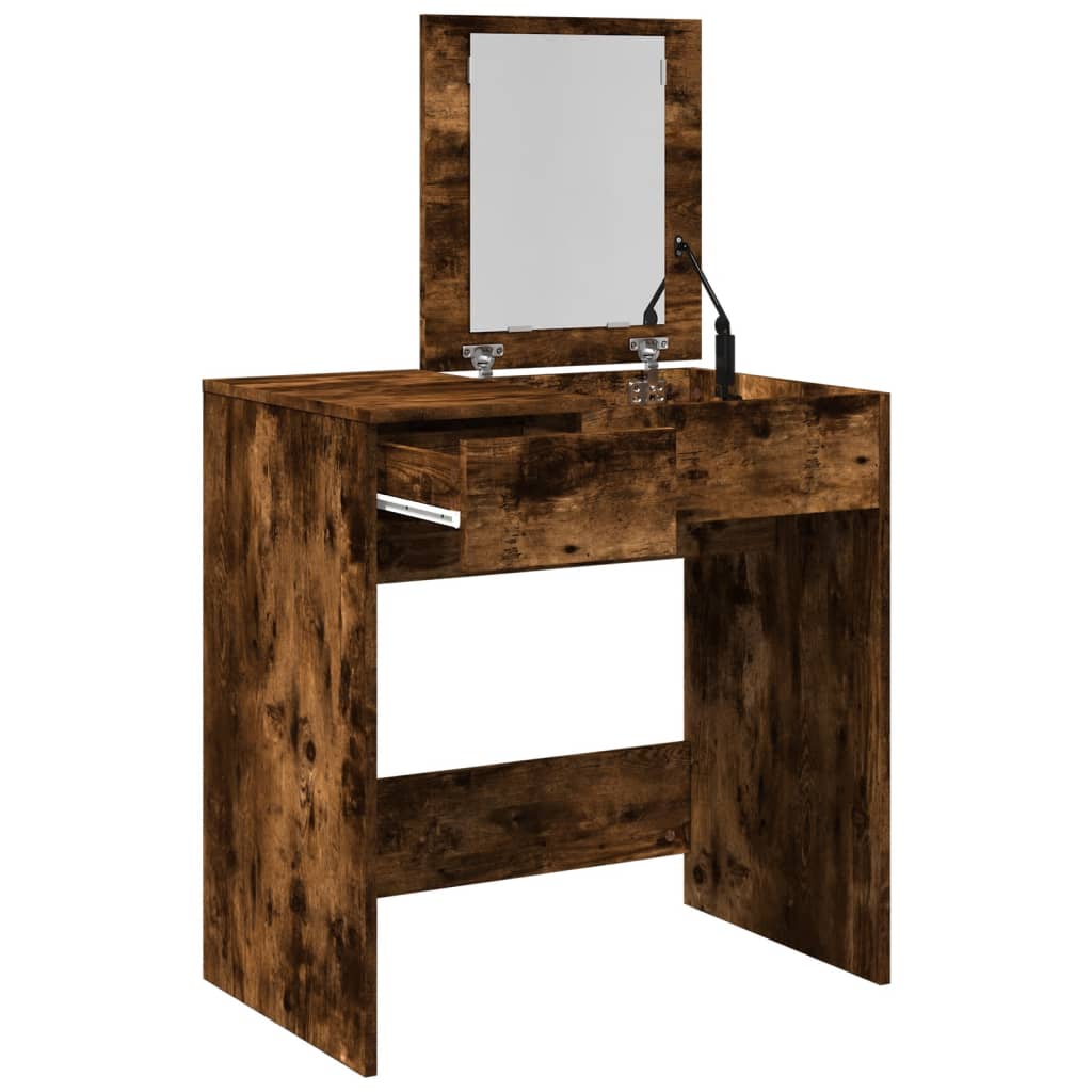 Dressing table with mirror smoked oak 73x46.5x120 cm