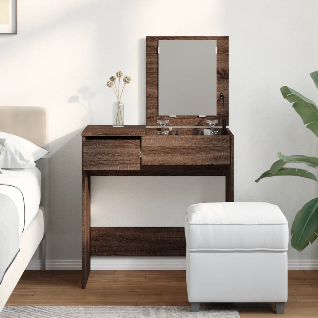 Dressing Table with Mirror Brown Oak Look 73x46.5x120 cm