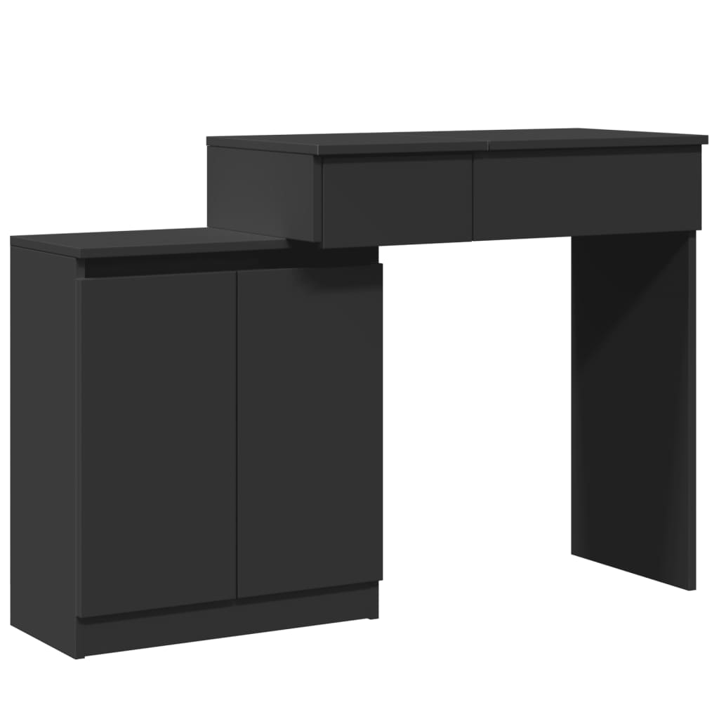 Dressing Table with LED Lighting Black 115x37x110.5 cm