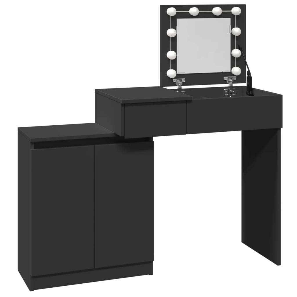 Dressing Table with LED Lighting Black 115x37x110.5 cm