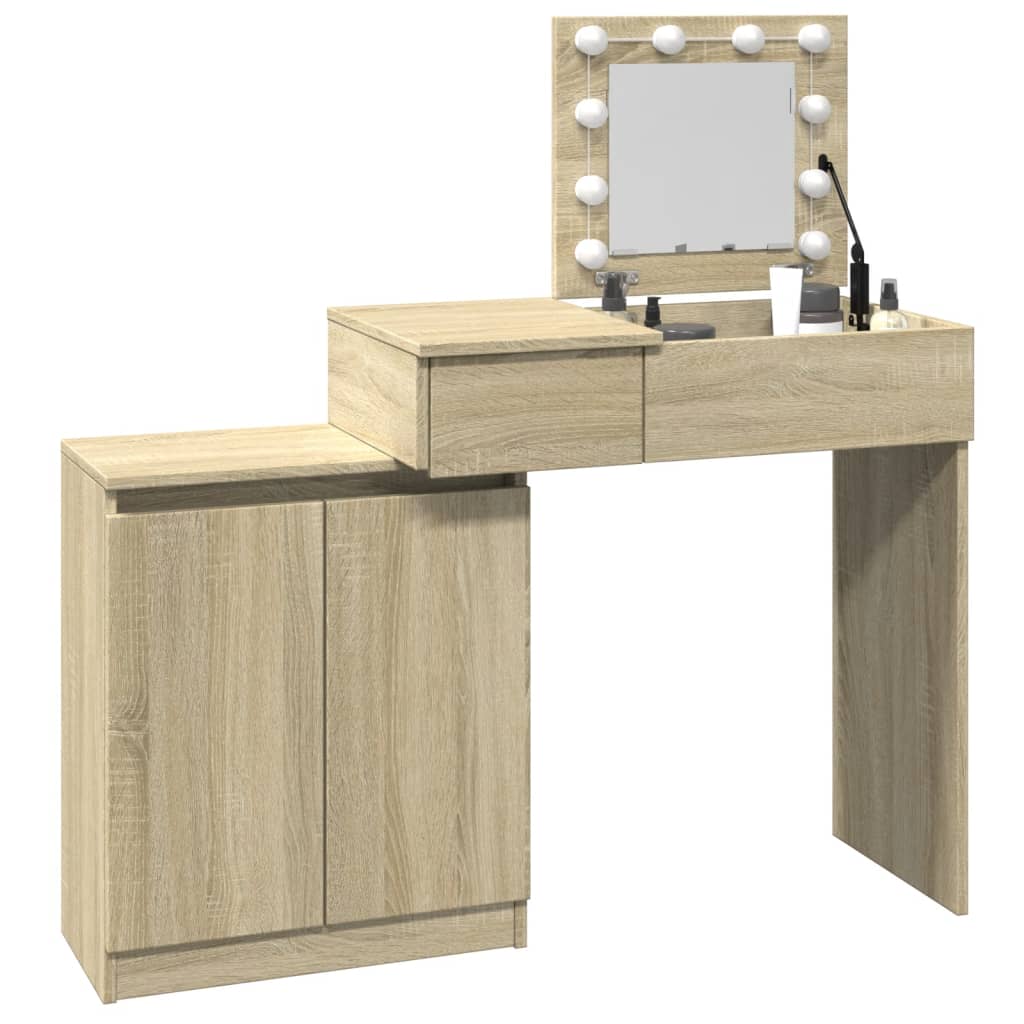 Dressing table with LED lighting Sonoma oak 115x37x110.5 cm