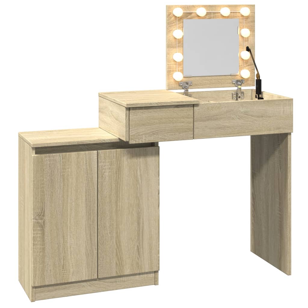 Dressing table with LED lighting Sonoma oak 115x37x110.5 cm