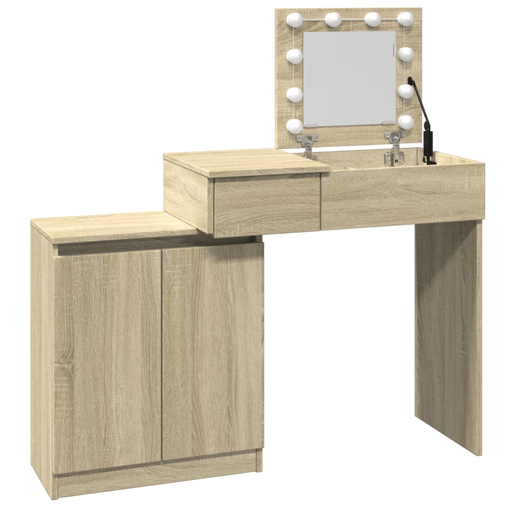 Dressing table with LED lighting Sonoma oak 115x37x110.5 cm