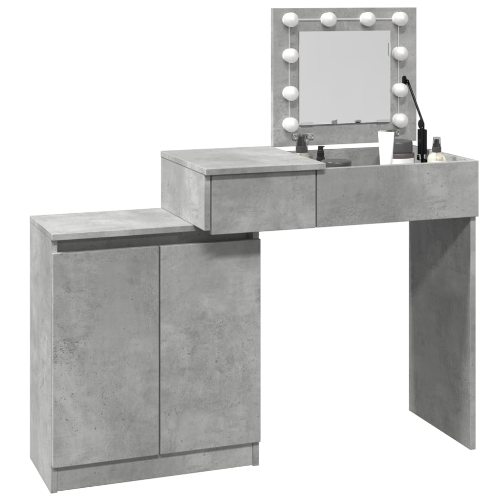 Dressing table with LED lighting concrete grey 115x37x110.5 cm